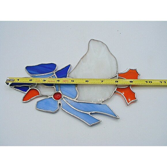 Stained Glass Goose Mother Goose Suncatcher Hanging Window Decor Blue White 7.5" - Picture 8 of 9